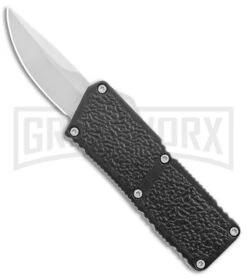 Lightning Fireball Black D/A OTF Automatic Knife - Drop Point Satin Plain