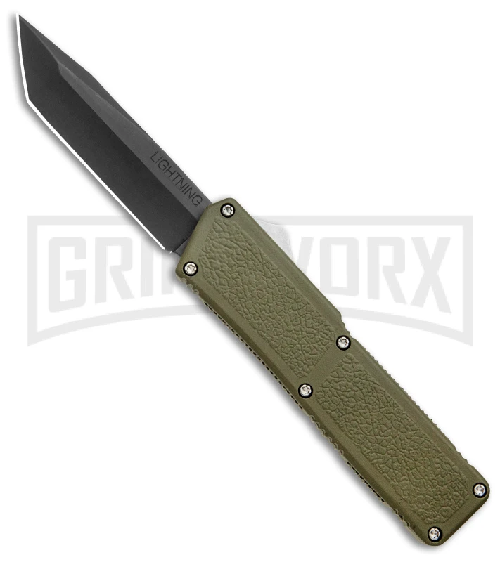 Lightning OD Green D/A OTF Automatic Knife - Tanto Black 3 Lightning OD Green D/A OTF Automatic Knife - Tanto Black