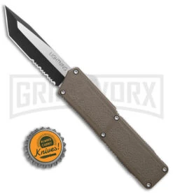 Lightning OD Green D/A OTF Automatic Knife - Tanto Two Tone Serr 9 Lightning OD Green D/A OTF Automatic Knife - Tanto Two Tone Serr -Featured Knife Shop Lightning OD Green DA OTF Auto Tanto TT Serr GX 39140 jr bottlecap large