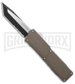 Lightning OD Green D/A OTF Automatic Knife - Tanto Two Tone Serr