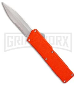 Lightning Orange D/A OTF Automatic Knife - Dagger Satin Serr