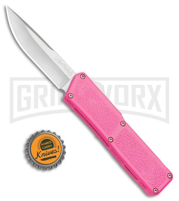 Lightning Pink D/A OTF Automatic Knife - Satin Plain 6 Lightning Pink D/A OTF Automatic Knife - Satin Plain - Image 4