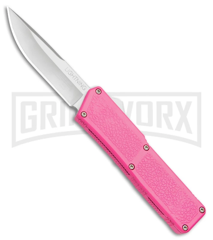 Lightning Pink D/A OTF Automatic Knife - Satin Plain 3 Lightning Pink D/A OTF Automatic Knife - Satin Plain
