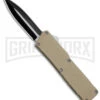 Lightning Tan D/A OTF Automatic Knife - Dagger Two Tone Serr 2 Lightning Tan D/A OTF Automatic Knife - Dagger Two Tone Serr -Featured Knife Shop Lightning Tan DA OTF Auto Dagger TT GX 39061 jr large