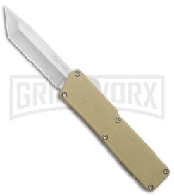 Lightning Tan D/A OTF Automatic Knife - Tanto Satin Serrated