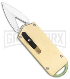M3 Tactical Tech Rogue Brass/Green D/A OTF Automatic Knife - Satin Plain