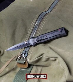 Smith & Wesson Spring Assisted Finger Actuator Tanto OTF Knife - Black Plain -Featured Knife Shop MP OTF Spring Assisted Spear Point Knife Gray Black BHQ 80731 kp lifestyle web large