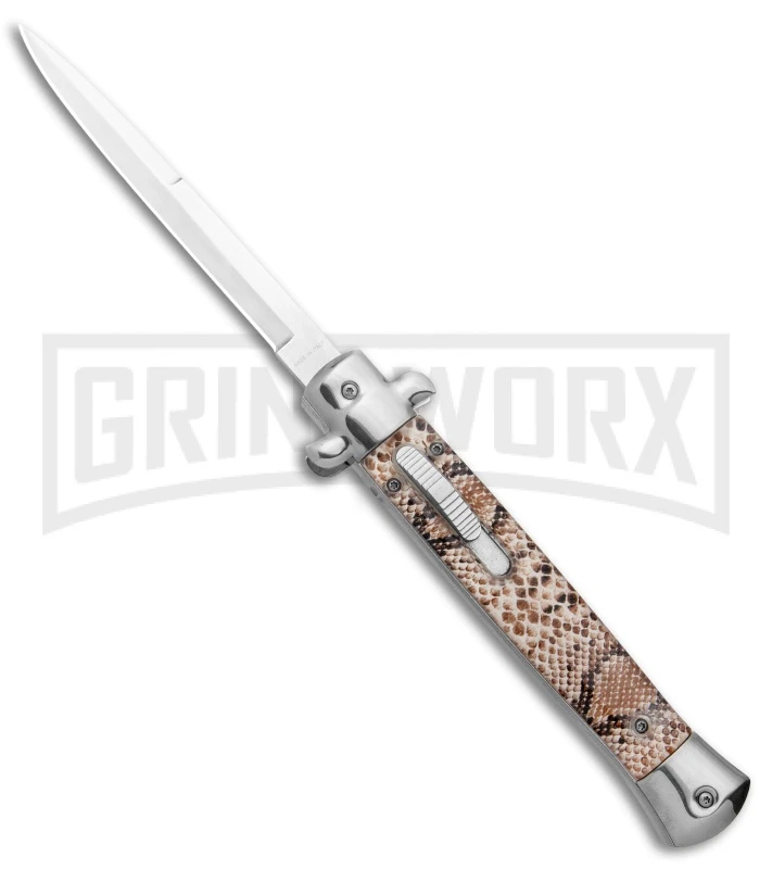 Mago 11" Diamondback Italian Stiletto OTF Automatic Knife - Satin Bayo 3 Mago 11" Diamondback Italian Stiletto OTF Automatic Knife - Satin Bayo
