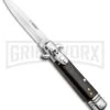 Milano 7.5" Lever Lock Automatic Knife Black Wood - Bayonet Satin -Featured Knife Shop Milano 7.5in LL Auto Black Wood Bayo Satin GSE020WBK GX 33517 jr large
