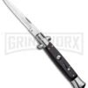 Milano 9" Italian Stiletto Black Wood Automatic Knife - Bayonet Satin