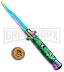 Milano 9" Italian Stiletto Green Swirl Automatic Knife - Bayonet Spectrum 11 Milano 9" Italian Stiletto Green Swirl Automatic Knife - Bayonet Spectrum -Featured Knife Shop Milano 9in Italian Stiletto Green Swirl Auto Bayo Spectrum GSE019RBMGRN GX 33525 jr bottlecap large