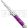 Milano 9" Stiletto Purple Automatic Knife - Satin Bayonet Plain