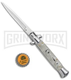 Milano 9" White Acrylic Bayonet (4" Satin) -Featured Knife Shop Milano 9in White Acrylic Bayonet Satin GX 37522 jr bottlecap large