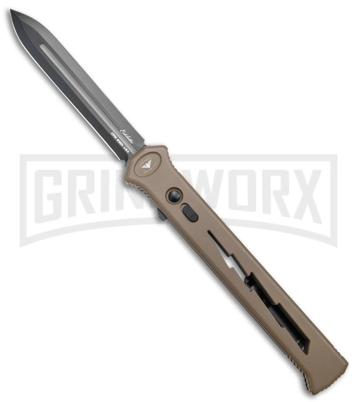 Paragon Estiletto Dark Earth Bolt Automatic OTF Knife - Black Spear Point 3 Paragon Estiletto Dark Earth Bolt Automatic OTF Knife - Black Spear Point