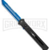 Paragon Estiletto Black Bolt Automatic OTF Knife - Blue Tanto 1 Paragon Estiletto Black Bolt Automatic OTF Knife - Blue Tanto -Featured Knife Shop Paragon Estiletto Tanto OTF Auto Black Lightning Bolt Blue Serr EST T LB B CBLU BHQ 103600 jr large