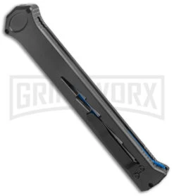 Paragon Estiletto Black Bolt Automatic OTF Knife - Blue Tanto -Featured Knife Shop Paragon Estiletto Tanto OTF Auto Black Lightning Bolt Blue Serr EST T LB B CBLU BHQ 103600 jr side large