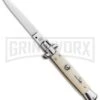 SKM 9" Italian Stiletto Simulated Ivory Automatic Knife - Flat Satin Plain