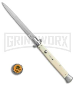 SKM 13" Italian Stiletto Sim Ivory Automatic Knife - Bayonet 9 SKM 13" Italian Stiletto Sim Ivory Automatic Knife - Bayonet -Featured Knife Shop SKM AB 13in italian stiletto sim ivory bayonet BP 22678 er bottlecap large