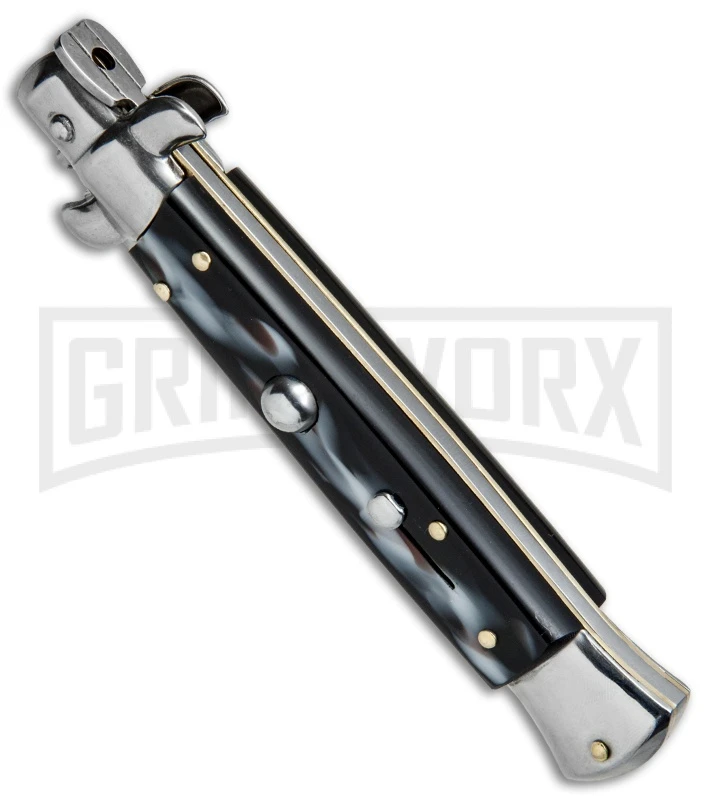 SKM/AB 9" Sim Horn Automatic Stiletto Knife - Satin Kris 4 SKM/AB 9" Sim Horn Automatic Stiletto Knife - Satin Kris - Image 2