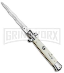 SKM/AB 9" Sim Ivory Automatic Stiletto Knife - Satin Kris