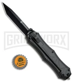 Smith & Wesson Spring Assisted Finger Actuator Tanto OTF Knife - Black Plain -Featured Knife Shop Smith Wesson OTF Assist Finger Actuator Tanto Black SWOTF9TB BHQ 67477 jr bottlecap large