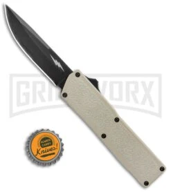 Thunder Tan D/A OTF Automatic Knife - Black Plain -Featured Knife Shop Thunder Tan DA OTF Auto Black GX 34204 jr bottlecap large