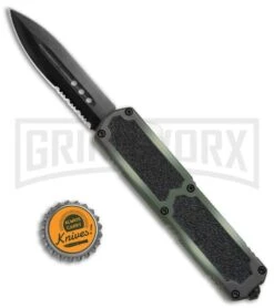 Titan Camo D/A OTF Automatic Knife - Dagger Black Serrated -Featured Knife Shop Titan DA OTF Camo Dagger Black Serr BP 20270 jr bottlecap large