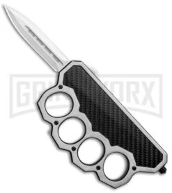 What The Knuck Knuckle Dagger D/A OTF Automatic Carbon Fiber - Dagger Satin