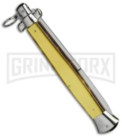 A.G.A. Campolin 18" Italian Stiletto Gold Ring Pull Automatic Knife - Bayo 7 A.G.A. Campolin 18" Italian Stiletto Gold Ring Pull Automatic Knife - Bayo -Featured Knife Shop aga champolin 18in stiletto gold bayo BP 18400 er side large