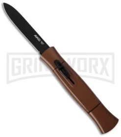 AKC 077 Concord Brown OTF Automatic Knife - Black Plain