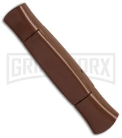 AKC 077 Concord Brown OTF Automatic Knife - Black Plain -Featured Knife Shop akc 077 otf brown black plain side cm large