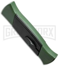 AKC 777 Blackfinger Green/Black OTF Automatic Knife - Flat Grind Satin Plain 7 AKC 777 Blackfinger Green/Black OTF Automatic Knife - Flat Grind Satin Plain -Featured Knife Shop akc 777 green satin flat side cm large