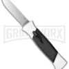 AKC 777 Blackfinger White/Black OTF Automatic Knife - Flat Grind Satin Plain 2 AKC 777 Blackfinger White/Black OTF Automatic Knife - Flat Grind Satin Plain -Featured Knife Shop akc 777 white satin flat cm large