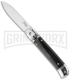 AKC Classic 7.75" Lever Lock Dark Horn Automatic Knife - Flat Grind
