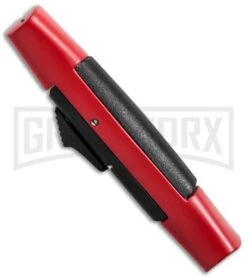 AKC Concord Red/Black OTF Automatic Knife - Satin Flat -Featured Knife Shop akc concord 007 red satin flat bottom cm large