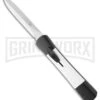 AKC Concord Black/White OTF Automatic Knife - Dagger Satin Plain 2 AKC Concord Black/White OTF Automatic Knife - Dagger Satin Plain -Featured Knife Shop akc concord otf bk w white inserts sati large