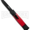 AKC Minion Concord Black/Red OTF Automatic Knife - Flat Grind Black Plain