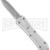 Coffin Blaster Metallic Silver DA/OTF Automatic Knife - Bead Blast Plain