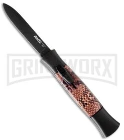 AKC Concord Snake Skin OTF Automatic Knife - Dagger Black Plain