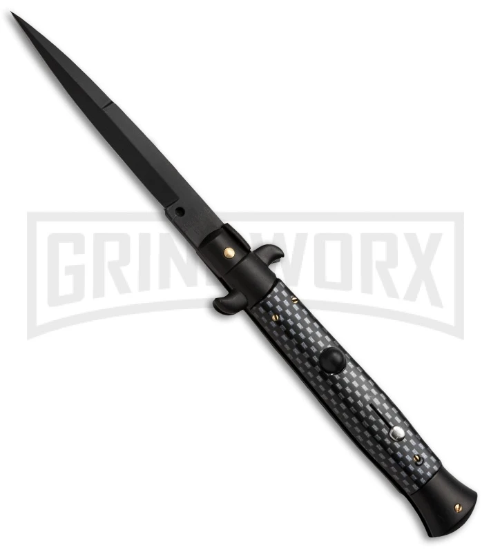 Frank B. 9" Italian Stiletto Tactical Sim Carbon Fiber Automatic Knife - Bayonet 3 Frank B. 9" Italian Stiletto Tactical Sim Carbon Fiber Automatic Knife - Bayonet