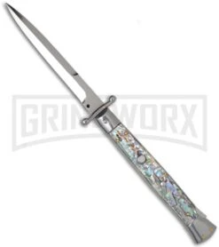 Frank B. 11" Italian Stiletto Swinguard Abalone Automatic Knife - Bayonet