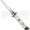 Frank B. 9" Italian Stiletto Simulated Ivory Automatic Knife - Bayonet