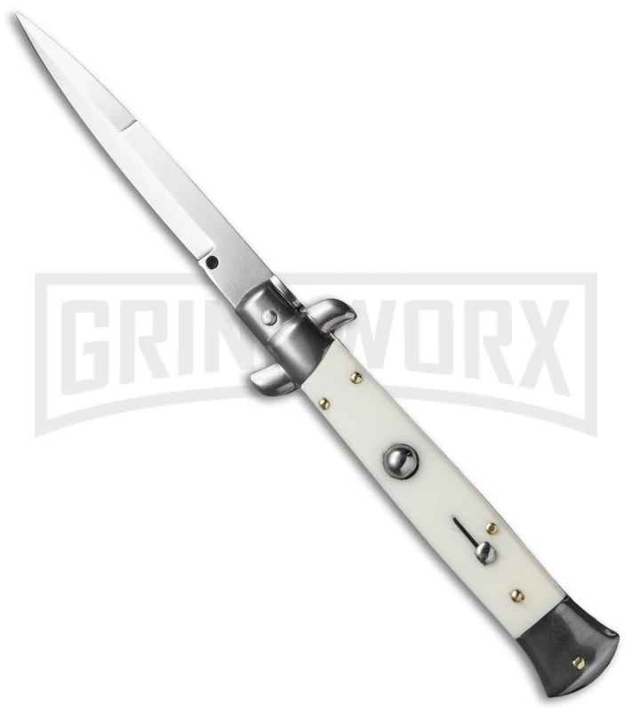 Frank B. 9" Italian Stiletto Simulated Ivory Automatic Knife - Bayonet 3 Frank B. 9" Italian Stiletto Simulated Ivory Automatic Knife - Bayonet