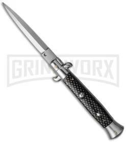 Frank B 9" Italian Stiletto Sim Carbon Fiber Automatic Knife -Satin Dagger