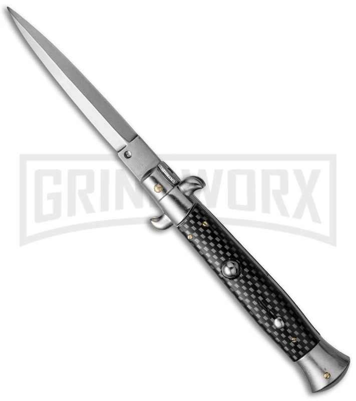 Frank B 9" Italian Stiletto Sim Carbon Fiber Automatic Knife -Satin Dagger 3 Frank B 9" Italian Stiletto Sim Carbon Fiber Automatic Knife -Satin Dagger
