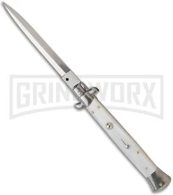 Frank B. 11" Italian Stiletto White Automatic Knife - Dagger