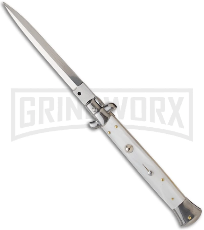 Frank B. 11" Italian Stiletto White Automatic Knife - Dagger 3 Frank B. 11" Italian Stiletto White Automatic Knife - Dagger