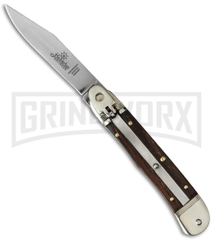 Hubertus 7" Medium Lever Lock Rosewood Automatic Knife - Satin Plain 3 Hubertus 7" Medium Lever Lock Rosewood Automatic Knife - Satin Plain