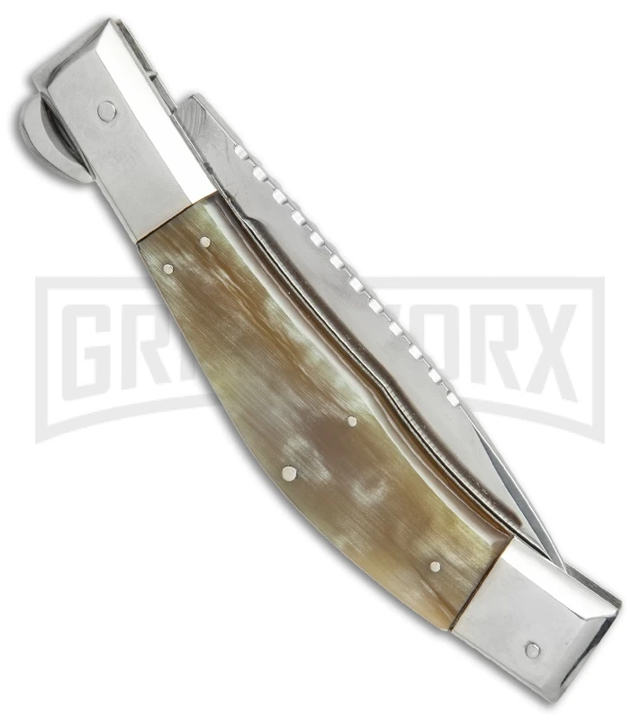 Lepre 10' Brazilian Honey Horn Picklock Automatic Knife Filework - Satin Plain 5 Lepre 10' Brazilian Honey Horn Picklock Automatic Knife Filework - Satin Plain - Image 3