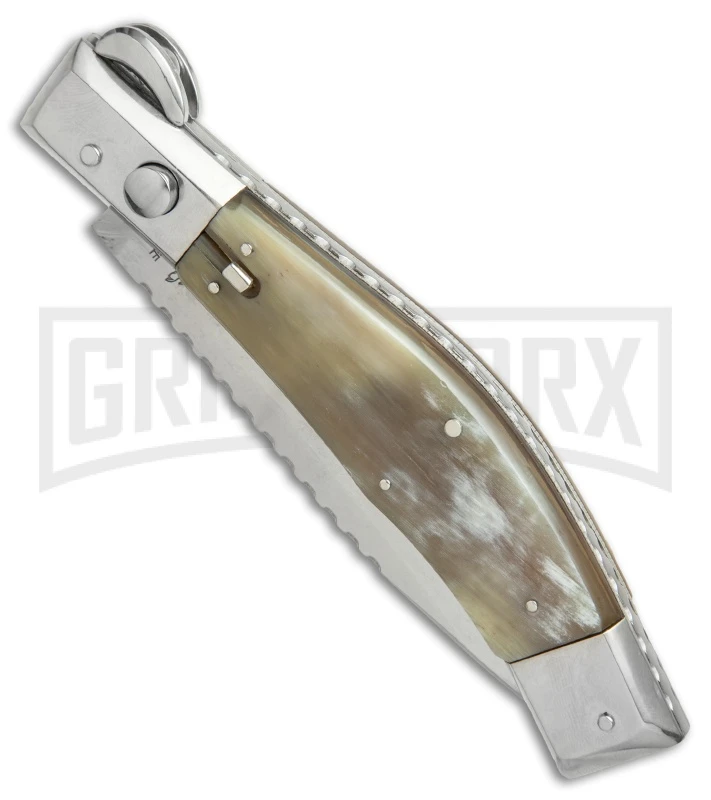 Lepre 10' Brazilian Honey Horn Picklock Automatic Knife Filework - Satin Plain 4 Lepre 10' Brazilian Honey Horn Picklock Automatic Knife Filework - Satin Plain - Image 2